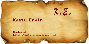 Kmety Ervin névjegykártya